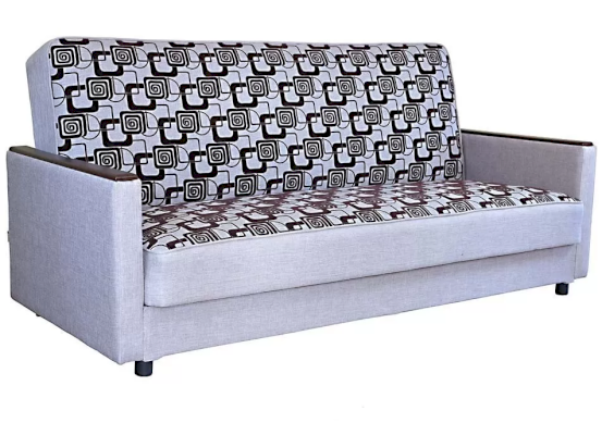 Серый диван-книжка из рогожки с МДФ накладками